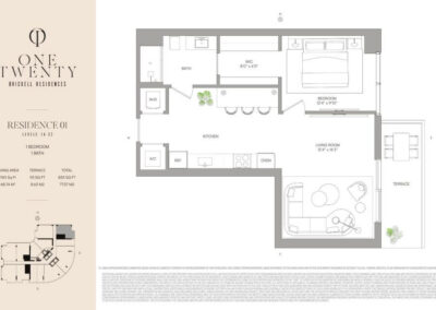 One Twenty Brickell Residences Floor Plan, Residences 01